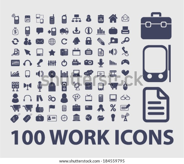 work, presentation, business icons, signs set for website, apps