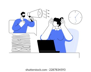 Ilustración vectorial de concepto abstracto de presión de trabajo. Manejo del estrés, sobrecarga laboral, ansiedad crónica, salud física, tensión emocional, presión de fecha límite, metáfora abstracta del bienestar de los empleados.