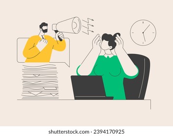 Work pressure abstract concept vector illustration. Stress management, work overload, chronic anxiety, physical health, emotional tension, deadline pressure, employee wellbeing abstract metaphor.