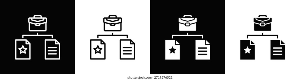 Icono de priorización de trabajo Estilo de fondo blanco y negro