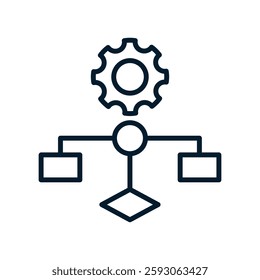 Work process automation concept. Vector linear icon isolated on white background.