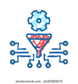 Arbeitsprozess Filtration Doodle Symbol Skizze Vektor. Filtrationszeichen des Arbeitsprozesses. einzelne Symbolgrafik