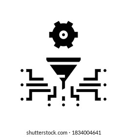 work process filtration glyph icon vector. work process filtration sign. isolated contour symbol black illustration