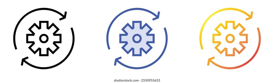 work process icon. Linear, Blue Fill and Gradient Style Design Isolated On White Background