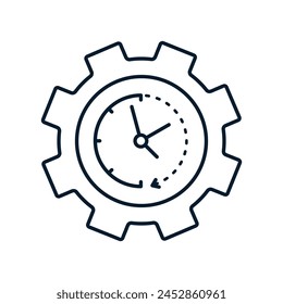Work process time, technical update. Vector linear icon isolated on white background.