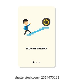 Work process vector icon. Businessman climbing up ladder isolated sign. Teamwork and communication concept. Vector illustration symbol elements for web design and apps