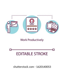 Work productively concept icon. Mental health idea thin illustration. Concentration. Time management. Human intelligence. Job efficiency. Vector isolated outline RGB color drawing. Editable stroke