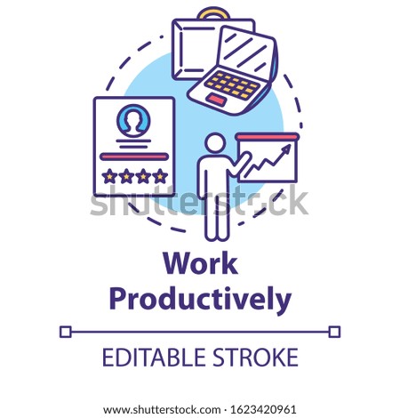Work productively concept icon. Successful workflow planning. Reaching goal. Effective time management idea thin line illustration. Vector isolated outline RGB color drawing. Editable stroke