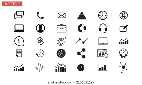 Juego de iconos de trabajo y productividad. Colección aislada de vectores de ilustraciones en blanco y negro relacionadas con el trabajo