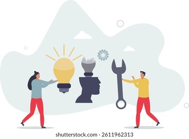 Work productivity and management.idea and teamwork concept.flat character life .