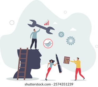 Work productivity and management.productive time allocation for the project. work concept.flat characters.