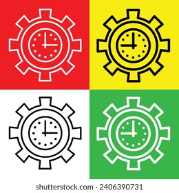 Work in Progress or Gear Vector Icon, Lineal style icon, from Work in Progress icons collection, isolated on Red, Yellow, White and Green Background.