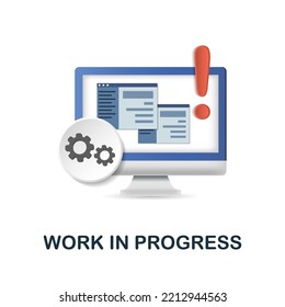 Work In Progress icon. 3d illustration from project development collection. Creative Work In Progress 3d icon for web design, templates, infographics and more