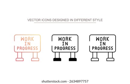 Work In Progress icon design with white background stock illustration