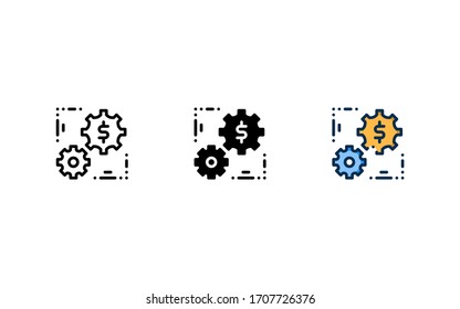 Work progress icon. With outline, glyph, and filled outline style