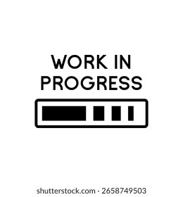 Trabalho em curso Carregando texto e ícone da barra Ilustração do vetor