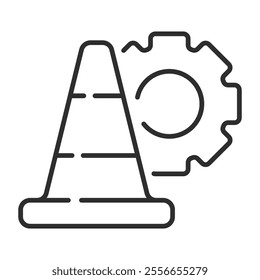 Work in progress outline icon, editable vector illustration and transparent graphic element. Isolated on white background