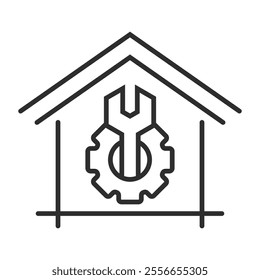 Work in progress outline icon, editable vector illustration and transparent graphic element. Isolated on white background