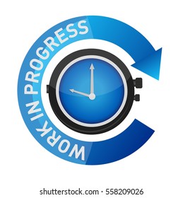 work in progress. time management concept illustration design isolated over white