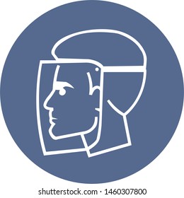 work in a protective shield. sign, warnings, vector illustration