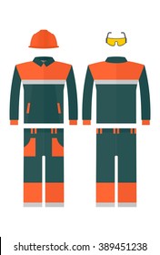 Work protective suit reflecting strips. Cartoon flat vector icons and illustration.Concept image of work wear.  Objects isolated on a background. 