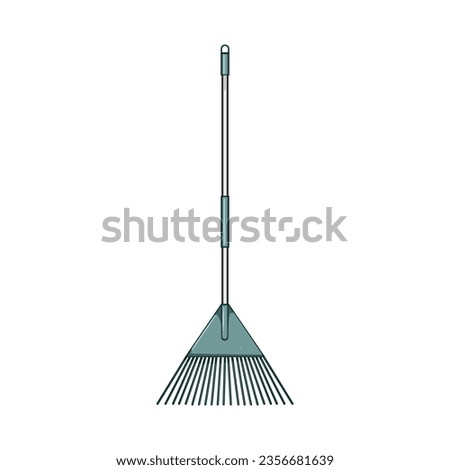 work rake cartoon. yard gardening, autumn leaves, nature raking work rake sign. isolated symbol vector illustration