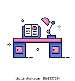 Work and reading space illustration. Easy to edit with vector file. Can use for all your graphic design content. Especially about education.