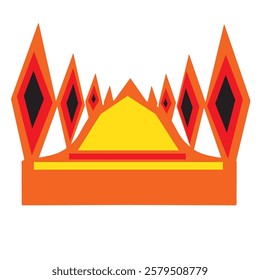 work red gold crown icon flat style isolated
