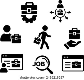 Conjunto de iconos relacionados con el trabajo: vector