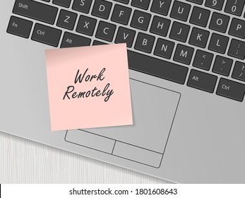 Arbeiten Sie remote. Memo-Stick auf der Notebook-Tastatur. Moderne Technologien in der Wirtschaft. Freelance, Telearbeit. Vektorgrafik