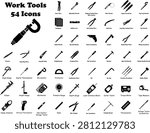 work and repairing tools white and black solid filled icons. angle gauge, caliper, clamp ammeter, depth gauge, digital thermometer, height gauge, infrared thermometer, laser distance meter, micrometer, multimeter, non-contact voltage tester, outlet tester, protractor, pressure gauge, ruler, spirit level, torque meter, thermometer, tape measure, voltage tester screwdriver, adjustable wrench, bubble level, box-end, crimping, combination pliers, diagonal cutting (wire cutters), end cutting pliers, electric screwdriver, flat screwdriver, file, filter, hand saw, hatchet, hammer, hex key, impact, long nose locking pliers, needle-nose, open-end wrench, precision screwdriver, pipe grip, pipe wrench, crosshead, ratchet handle wrench, rubber mallet, rivet, sandpaper, socket, sledgehammer, snap-off knife, snap ring, tweezers, t handle