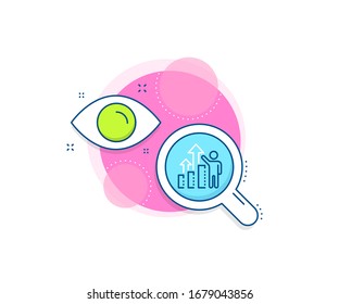 Work result sign. Research complex icon. Employee results line icon. Statistics chart symbol. Analytics or analysis banner. Employee results sign. Vector