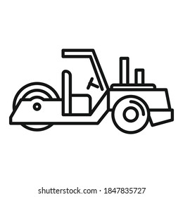 Arbeitsstraßenwalze-Symbol. Umrisslinie für Arbeitsstraßen Vektorsymbol für Webdesign einzeln auf weißem Hintergrund