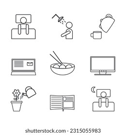Rutina laboral e icono de la vida personal, vector