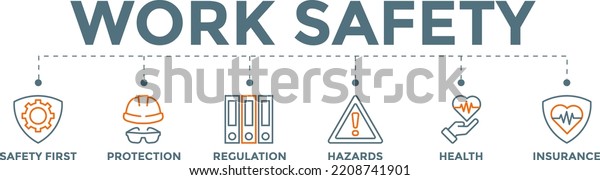 Work Safety Banner Web Concept Protections Stock Vector (Royalty Free ...