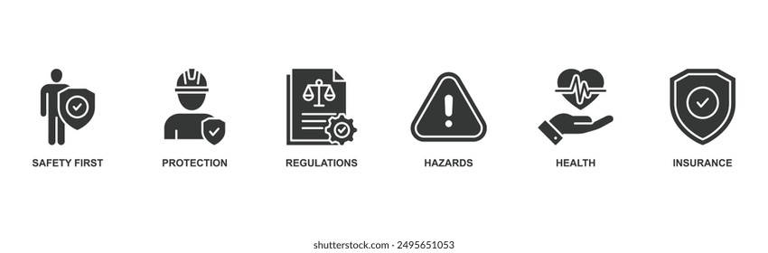 Work safety banner web icon vector illustration for occupational safety and health at work with icon