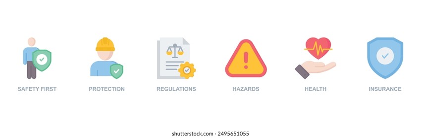 Work safety banner web icon vector illustration for occupational safety and health at work with icon