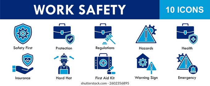 Work Safety banner web icon vector illustration concept with icons of equipment, work, security, worker, protection