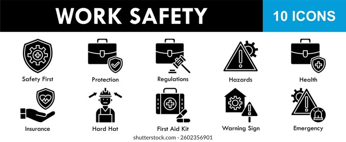 Work Safety banner web icon vector illustration concept with icons of equipment, work, security, worker, protection