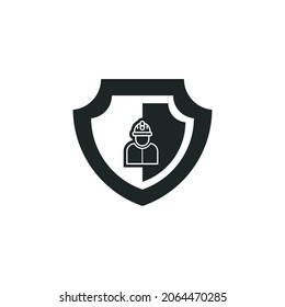 Trabajar con un icono de seguridad aislado del diseño de estilo plano. Día Mundial de la Seguridad y la Salud en el Trabajo.