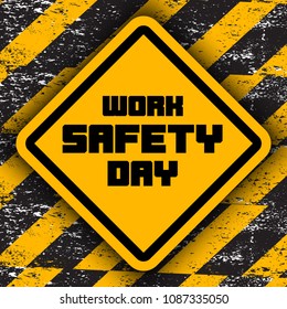 Work safety day symbol . Security on work place.