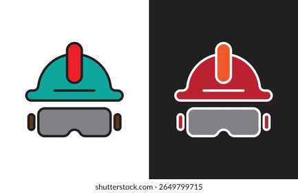 Work safety helmet icon design on white background. Work safety helmet icon