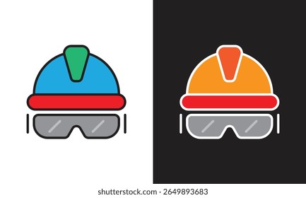 Work safety helmet icon design on white background. Work safety helmet icon