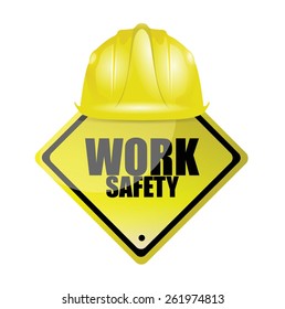 Work Safety Helmet And Sign Concept Illustration Design Over White