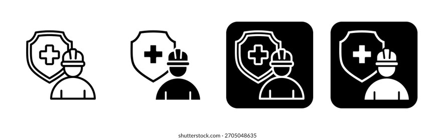 Arbeitssicherheit Icon Linie und schwarze Füllung Stil Kollektion