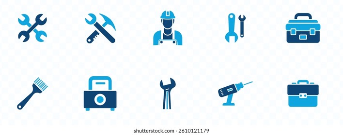 Work safety icon set . hard hat, risk management, first aid kit, ear protection, workplace security, CCTV, regulation solid vector