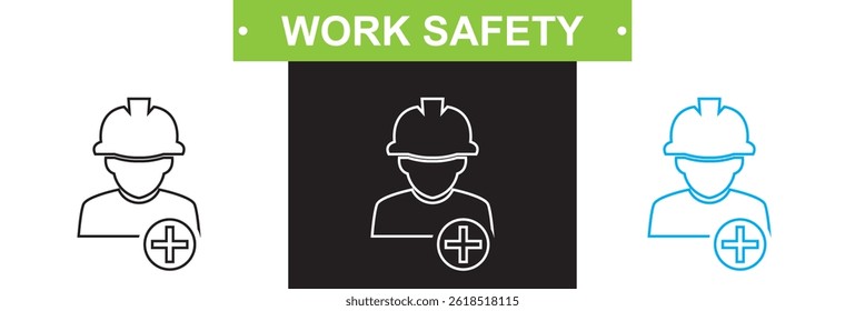 Icono de seguridad laboral. Vector para Sitios web, interfaces móviles, presentaciones, Anuncio, imagen de marca, etc. Ilustración vectorial. aislado en el fondo blanco y negro. EPS 10