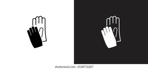Work Safety icons in the form of   Work Gloves. Personal Protective Equipment Icons, Work Safety Signs on a black and white backgroud.