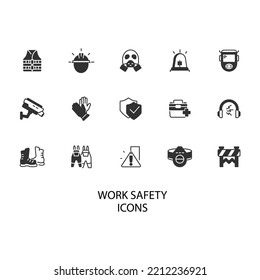 conjunto de iconos de seguridad de trabajo. símbolo de paquete de seguridad de trabajo elementos vectores para web infográfica