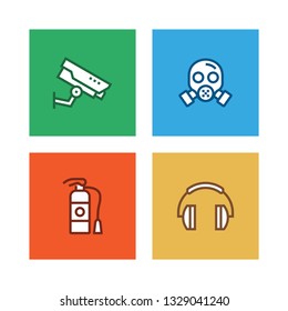 WORK SAFETY LINE ICON SET